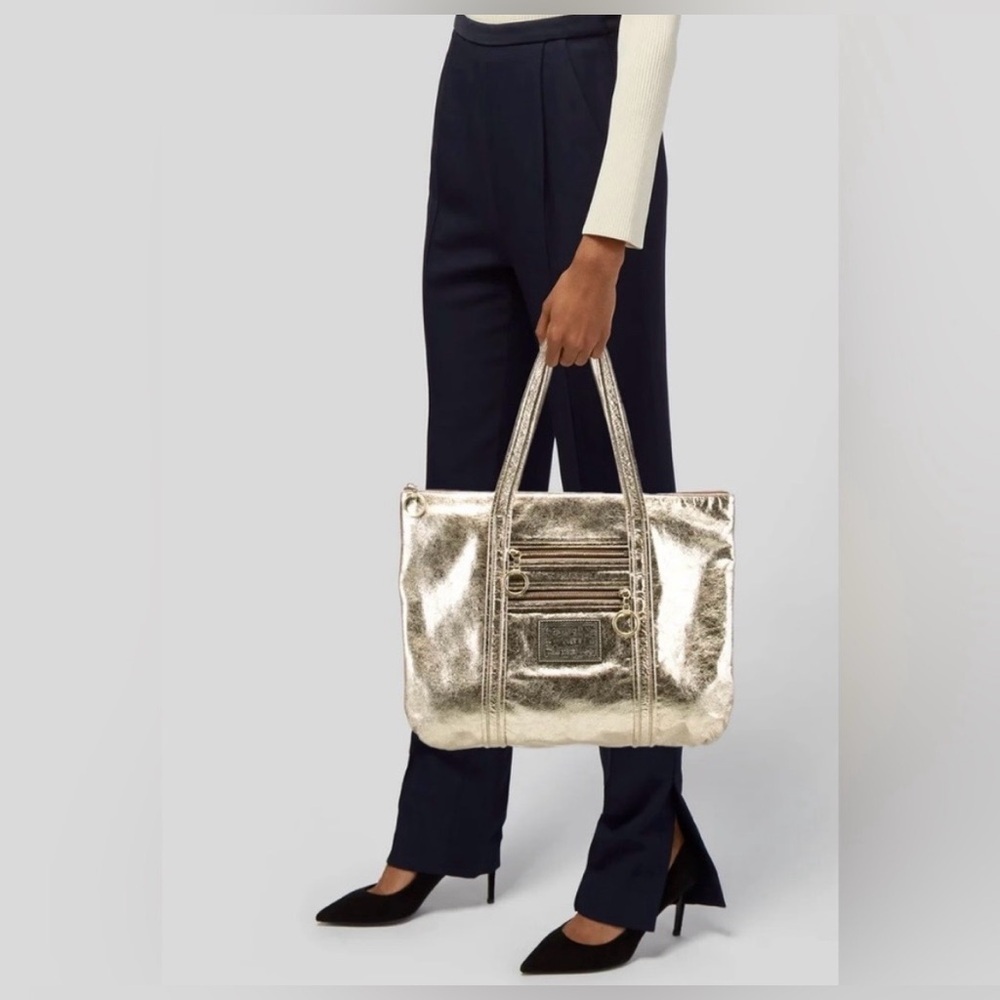 Coach Poppy Gold Metallic Shoulder Bag - Picture 2 of 14